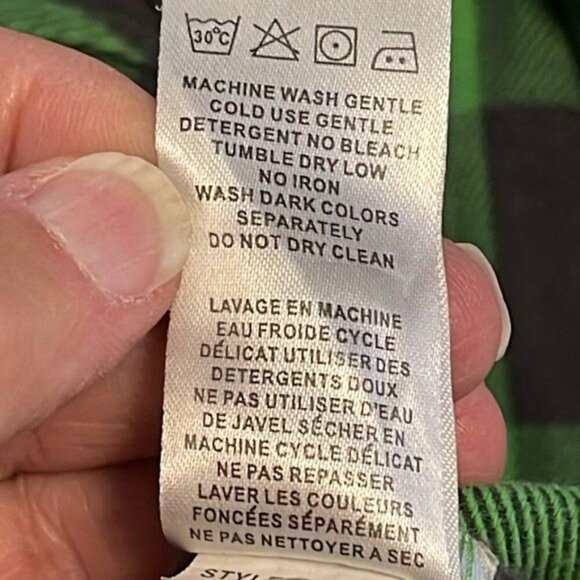 Fox Girls Green & Black Plaid Long Sleeve Flannel Shirt L 100% Cotton Made In Ch - Picture 14 of 15